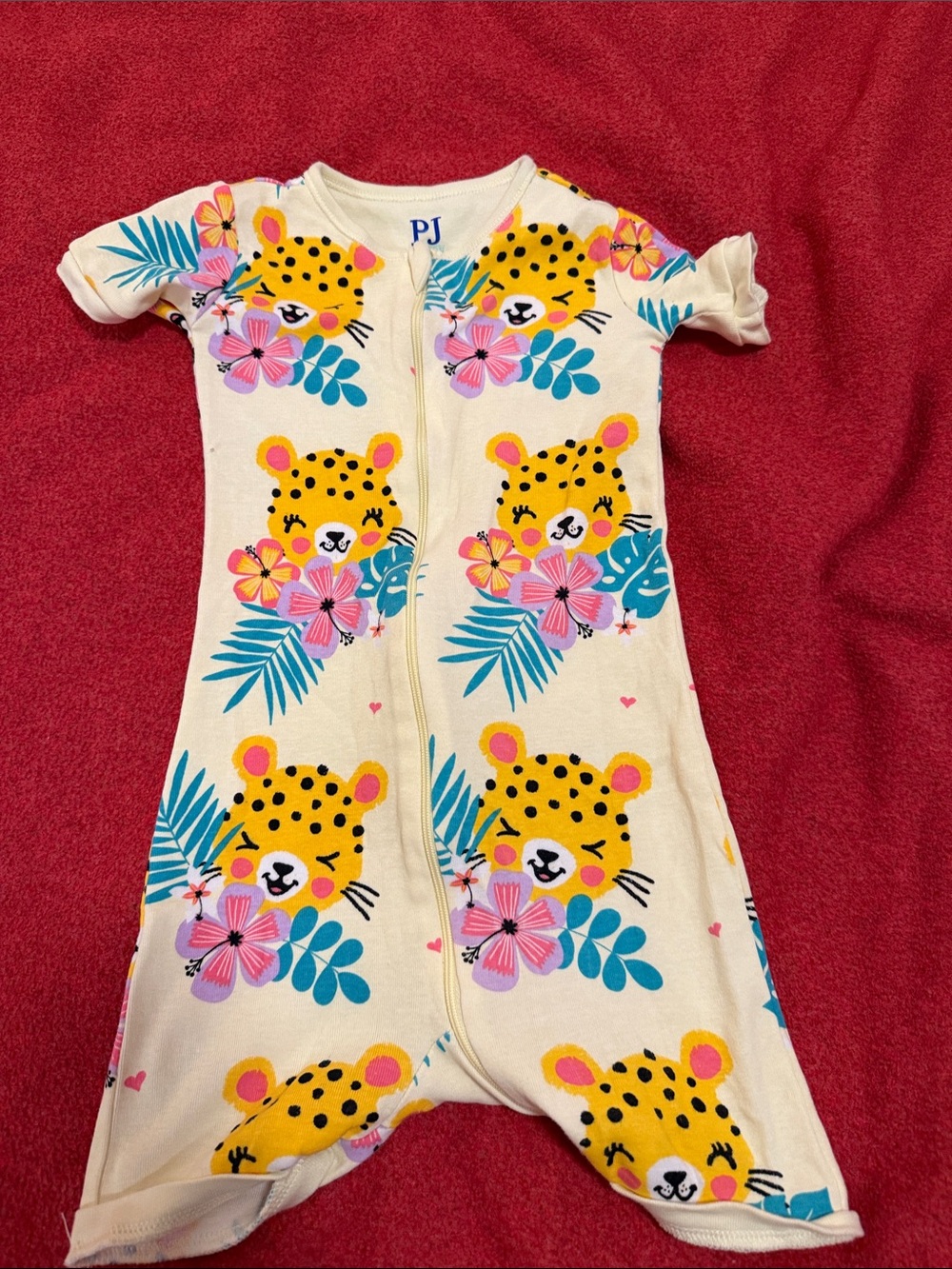 PJ Girls' Cream Leopard & Floral Short-Sleeve Sleep Sack